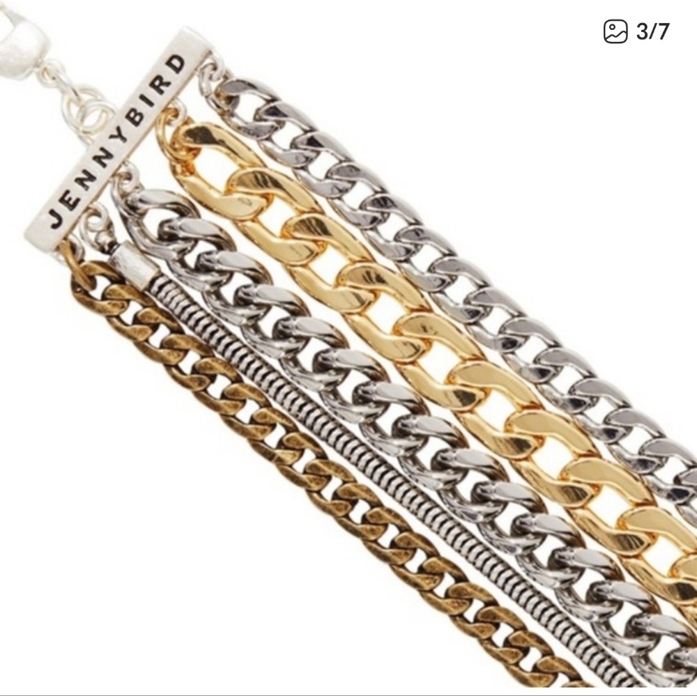 Jenny Bird Austin Cuff Multi Strand Gold And Silver Chain Bracelet - Picture 5 of 6